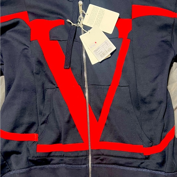 This is a navy blue Valentino designer brand zip up hoodie - Picture 1 of 4